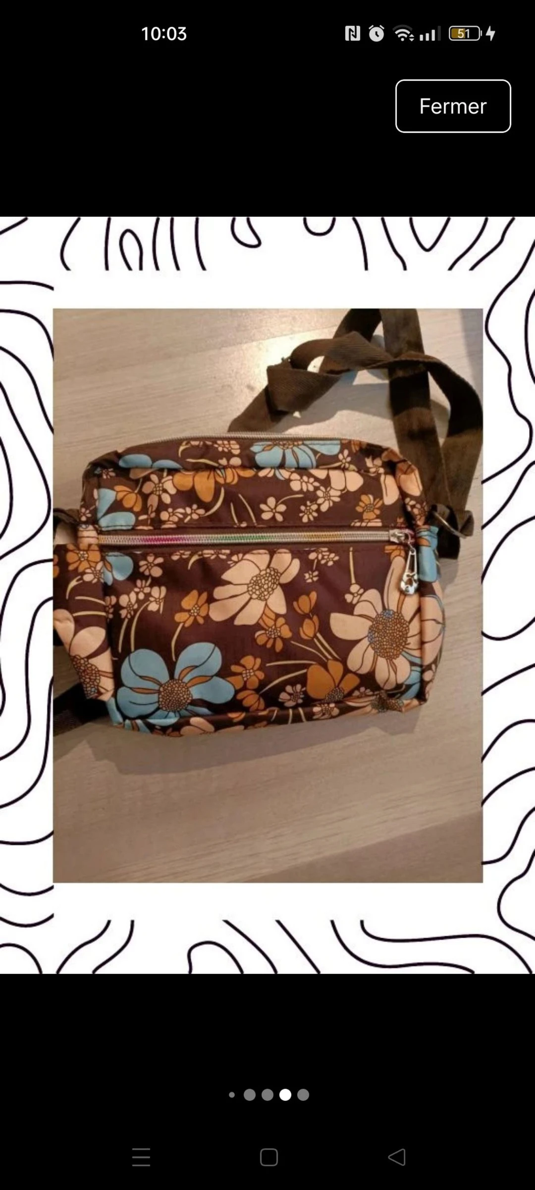 Sac bandoulière motifs floraux style vintage/bohème – photo 5